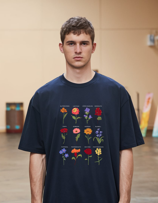 Flowers On Oversized T-Shirt