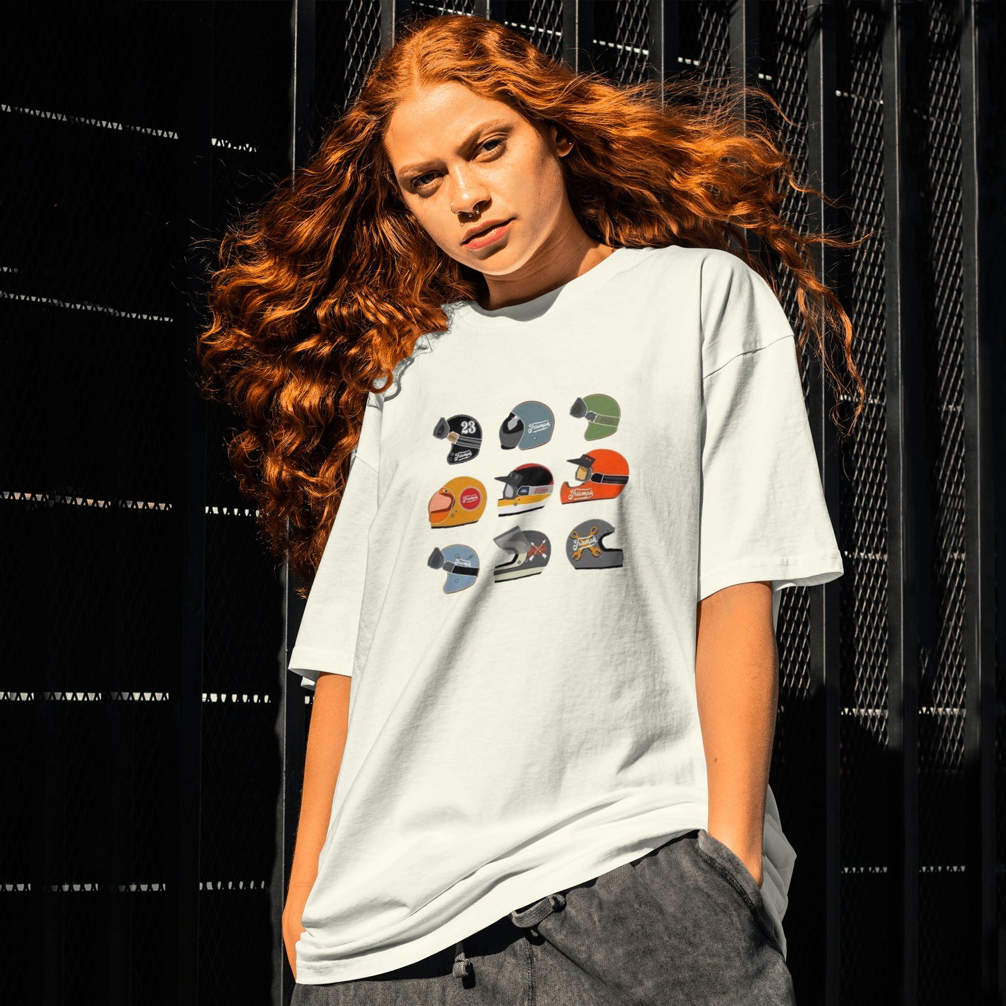 Helmet Grid Oversized T-Shirt